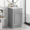 Christopher Knight Home Doreen 18″ Bathroom Vanity with Ceramic Sink, Bathroom Vanity Cabinet with Door Organizer,Wooden Bathroom Storage Cabinet with Adjustable Shelf,Pedestal Sink with Storage,Green(Grey)