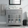 Christopher Knight Home Marge Bathroom Vanity with Ceramic Sink, Wooden Bathroom Vanity Cabinet with Adjustable Shelf, Soft Closing Door Bathroom Storage Cabinet with Tip-Out Drawer, Brown(Grey)