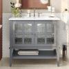 Christopher Knight Home Narrot Modern 36″ Bathroom Vanity with Ceramic Sink, Wooden Bathroom Vanity Organizer with Adjustable Shelf, Soft Closing Door Bathroom Storage Cabinet, Gray(Grey)