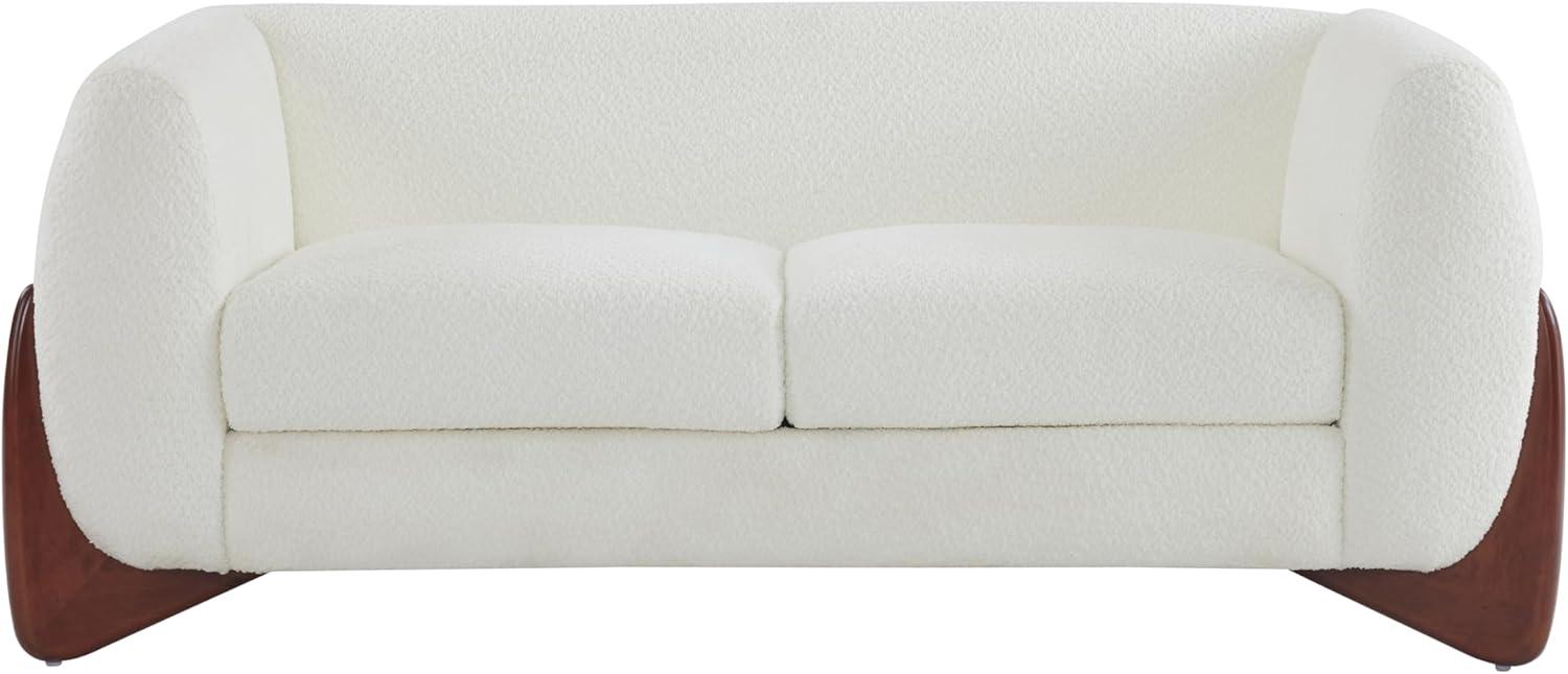 image:imageChristopher Knight Home Alma 63 Boucle Loveseat with Wood Legs 2 Seater Sofa Couches for Living Room Upholstered Couch Chair Soft Seating Lounge Sofa Chair Cozy Loveseat with Armrest Navy BlueBeige