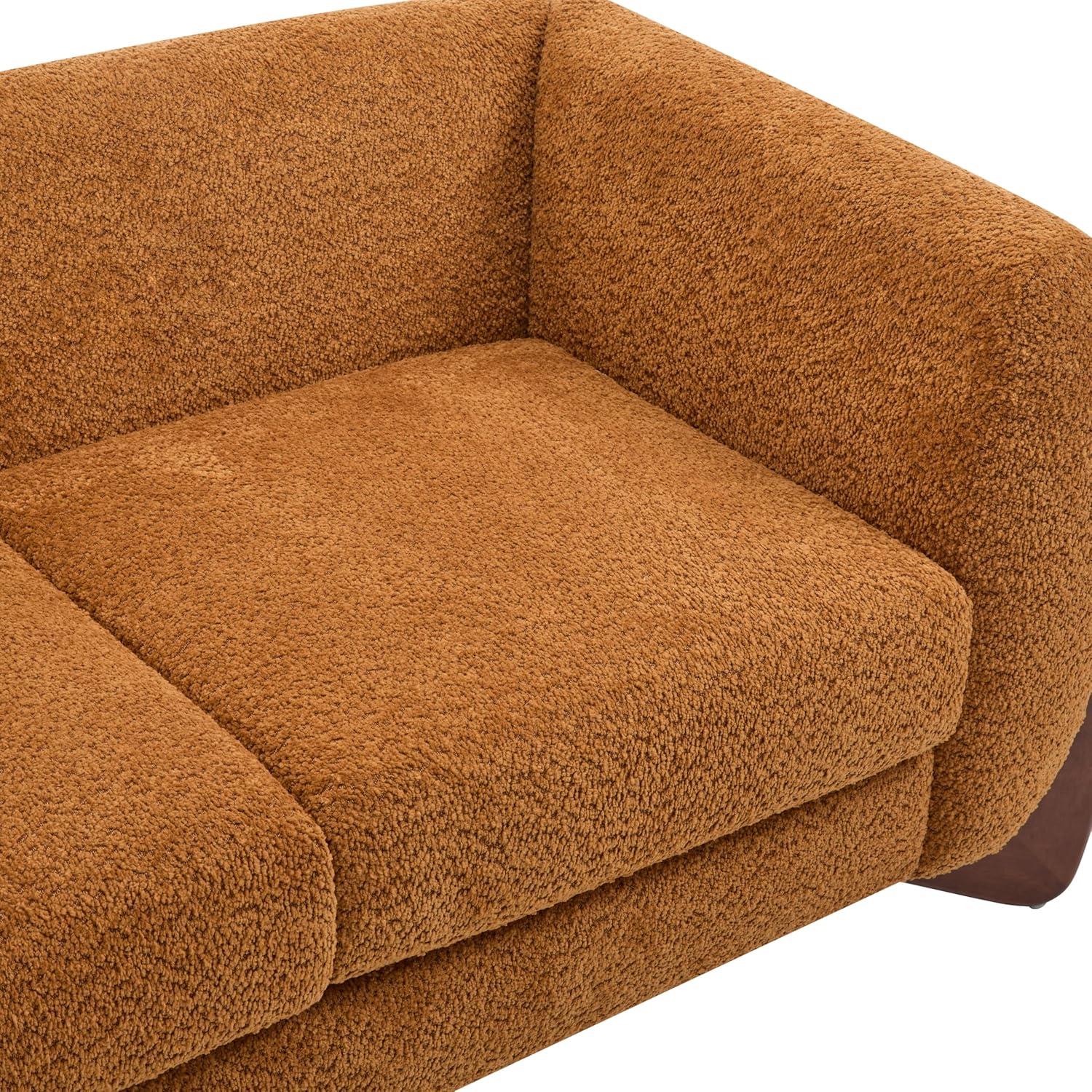 image:imageChristopher Knight Home Alma 63 Boucle Loveseat with Wood Legs 2 Seater Sofa Couches for Living Room Upholstered Couch Chair Soft Seating Lounge Sofa Chair Cozy Loveseat with Armrest Navy BlueCaramel