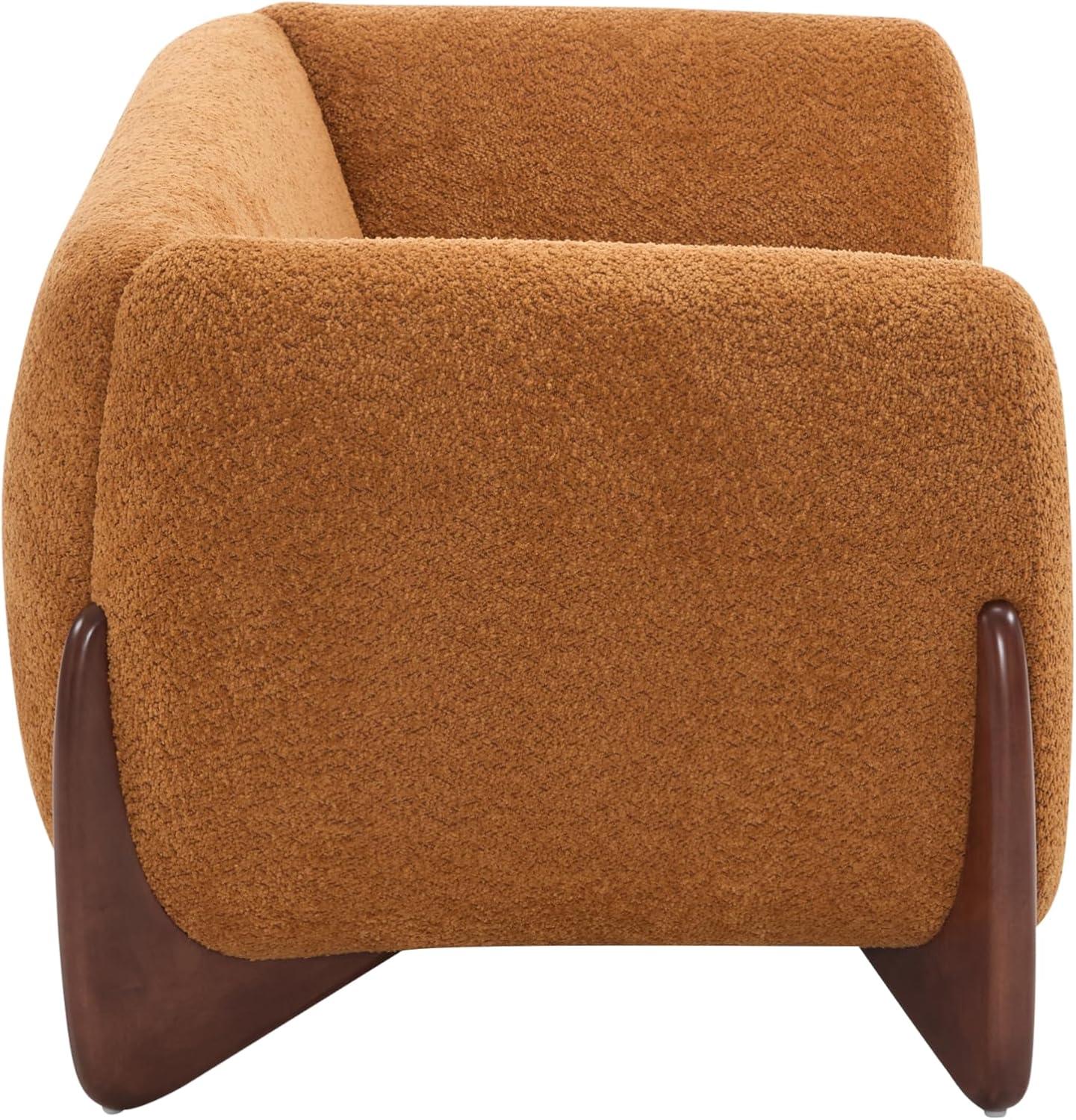 image:imageChristopher Knight Home Alma 63 Boucle Loveseat with Wood Legs 2 Seater Sofa Couches for Living Room Upholstered Couch Chair Soft Seating Lounge Sofa Chair Cozy Loveseat with Armrest Navy BlueCaramel