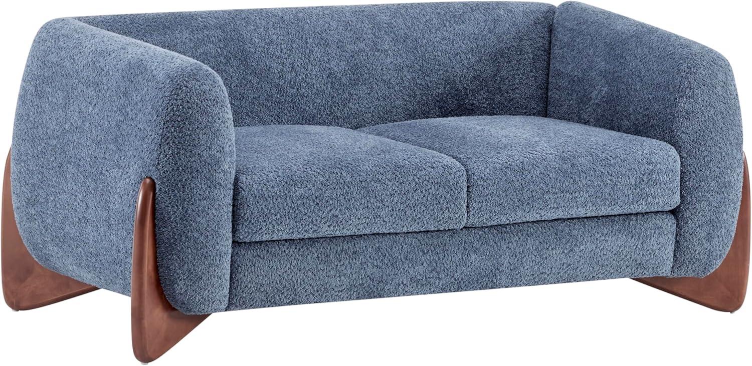 image:imageChristopher Knight Home Alma 63 Boucle Loveseat with Wood Legs 2 Seater Sofa Couches for Living Room Upholstered Couch Chair Soft Seating Lounge Sofa Chair Cozy Loveseat with Armrest Navy BlueNavy Blue