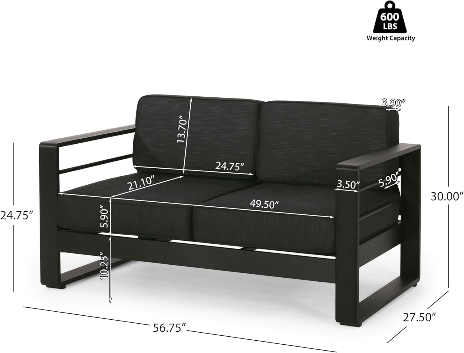 image:imageChristopher Knight Home Cheney Bay Outdoor Aluminum 4 Seater Chat Set with Fire Pit Black Gray and Dark GrayBlack Gray Light Gray