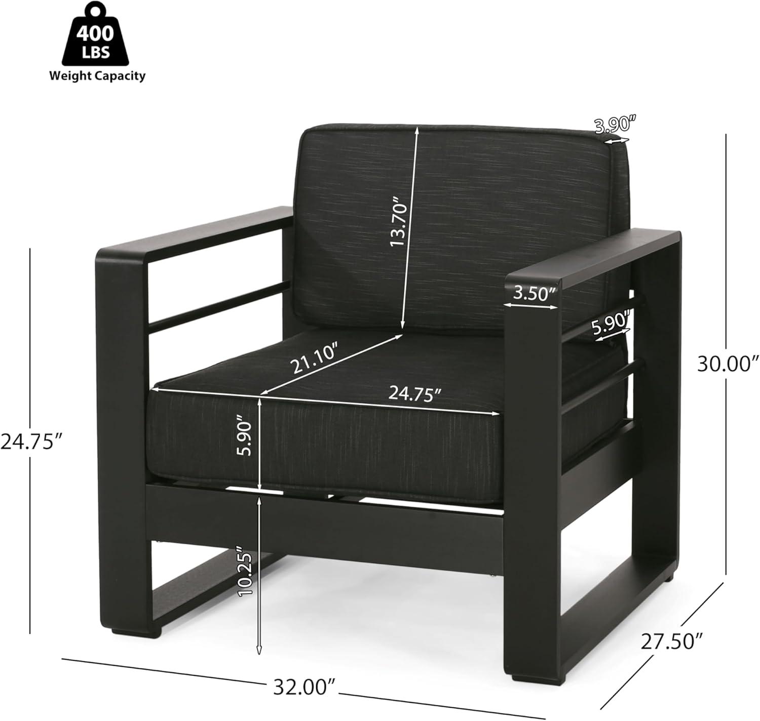 image:imageChristopher Knight Home Cheney Bay Outdoor Aluminum 4 Seater Chat Set with Fire Pit Black Gray and Dark GrayBlack Gray Light Gray