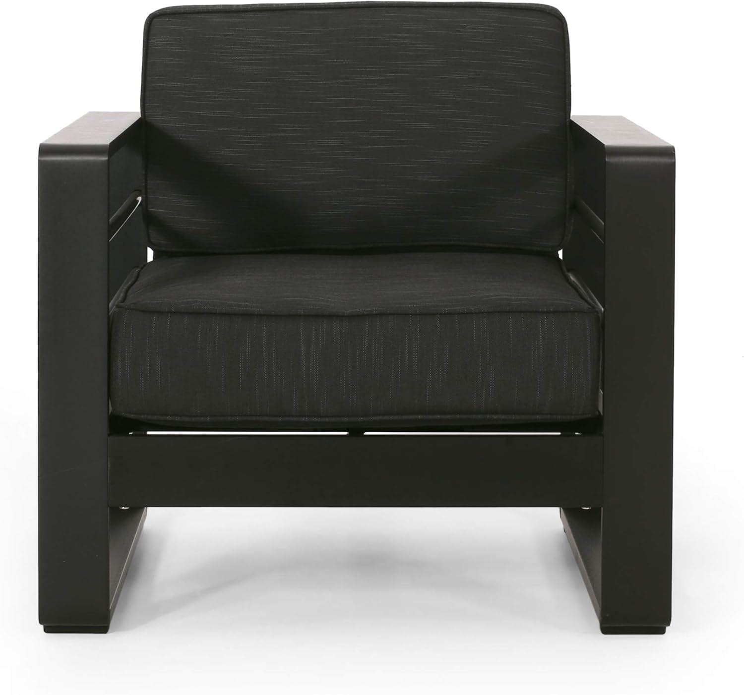 image:imageChristopher Knight Home Cheney Bay Outdoor Aluminum 4 Seater Chat Set with Fire Pit Black Gray and Dark GrayBlack Gray Light Gray