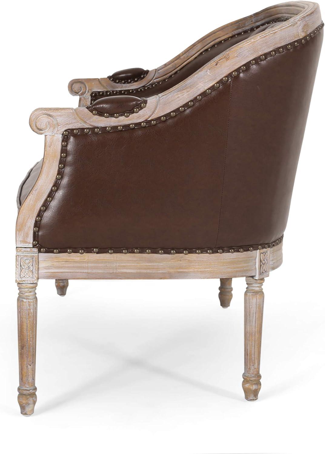 image:imageChristopher Knight Home Faye Classical Fabric Tufted Loveseat Blue AntiqueDark Brown Antique