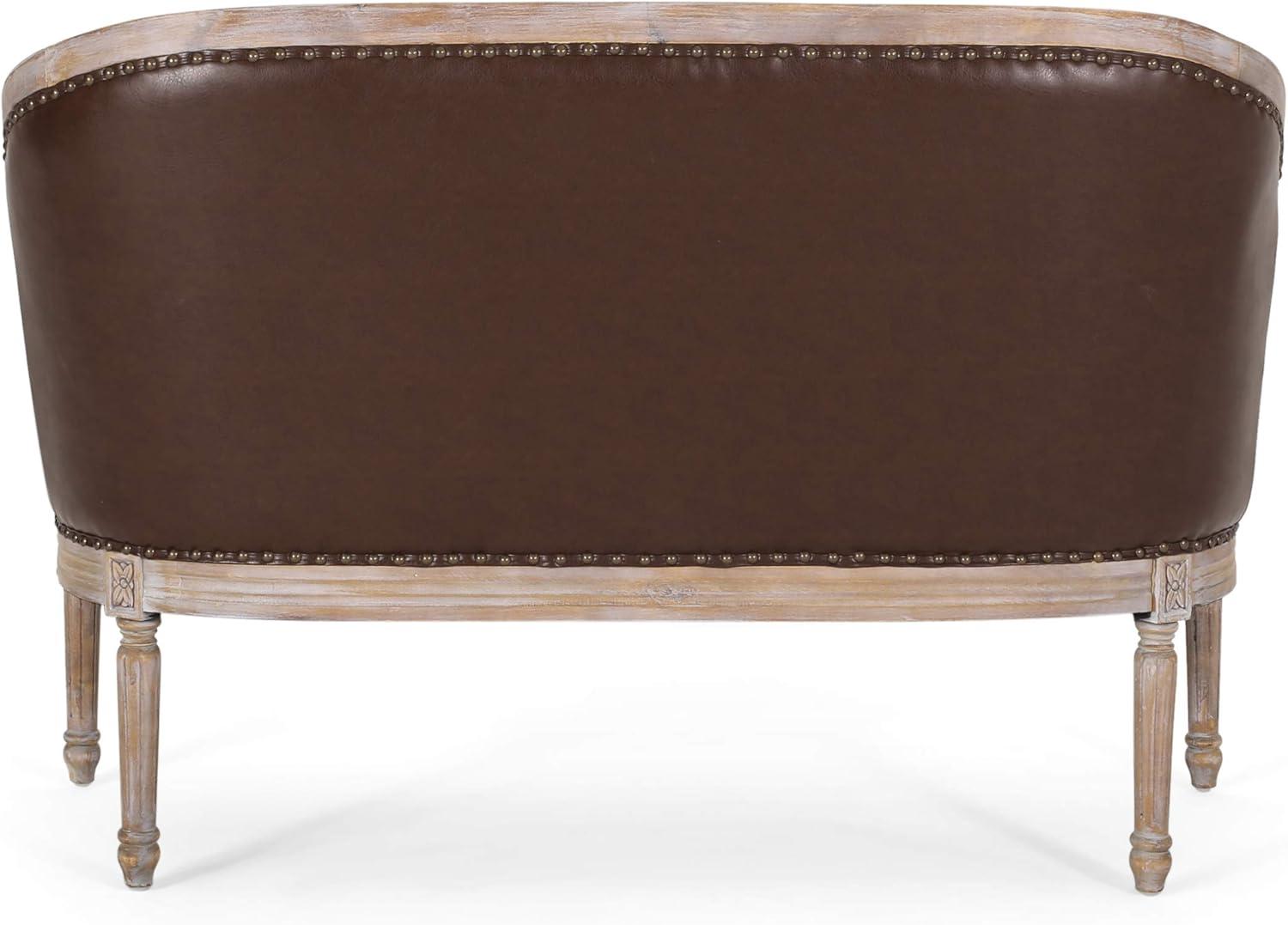 image:imageChristopher Knight Home Faye Classical Fabric Tufted Loveseat Blue AntiqueDark Brown Antique