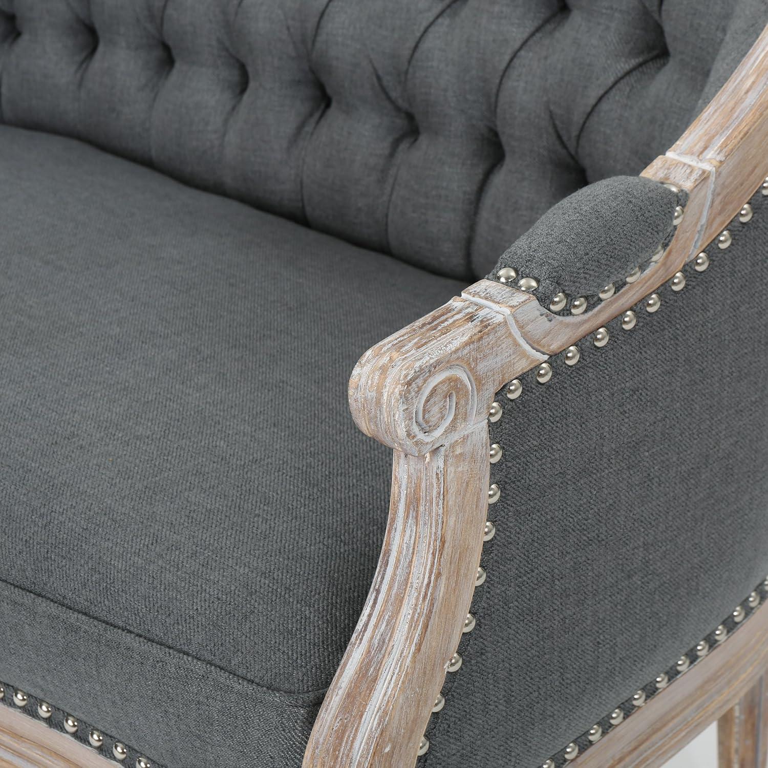 image:imageChristopher Knight Home Faye Classical Fabric Tufted Loveseat Blue AntiqueDark Gray Antique