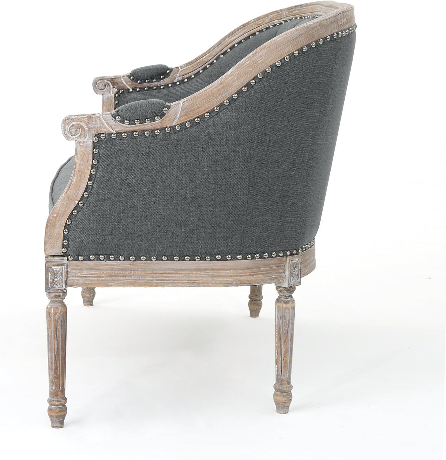 image:imageChristopher Knight Home Faye Classical Fabric Tufted Loveseat Blue AntiqueDark Gray Antique