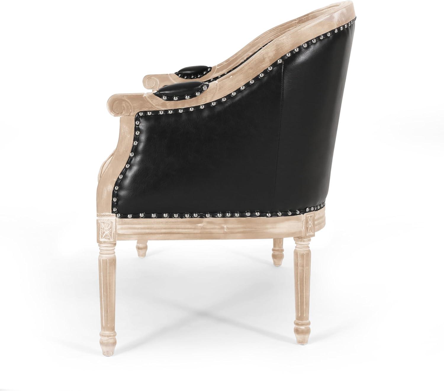 image:imageChristopher Knight Home Faye Classical Fabric Tufted Loveseat Blue AntiqueMidnight Grey