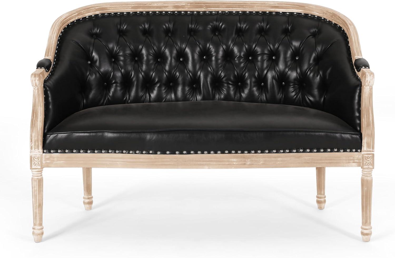image:imageChristopher Knight Home Faye Classical Fabric Tufted Loveseat Blue AntiqueMidnight Grey