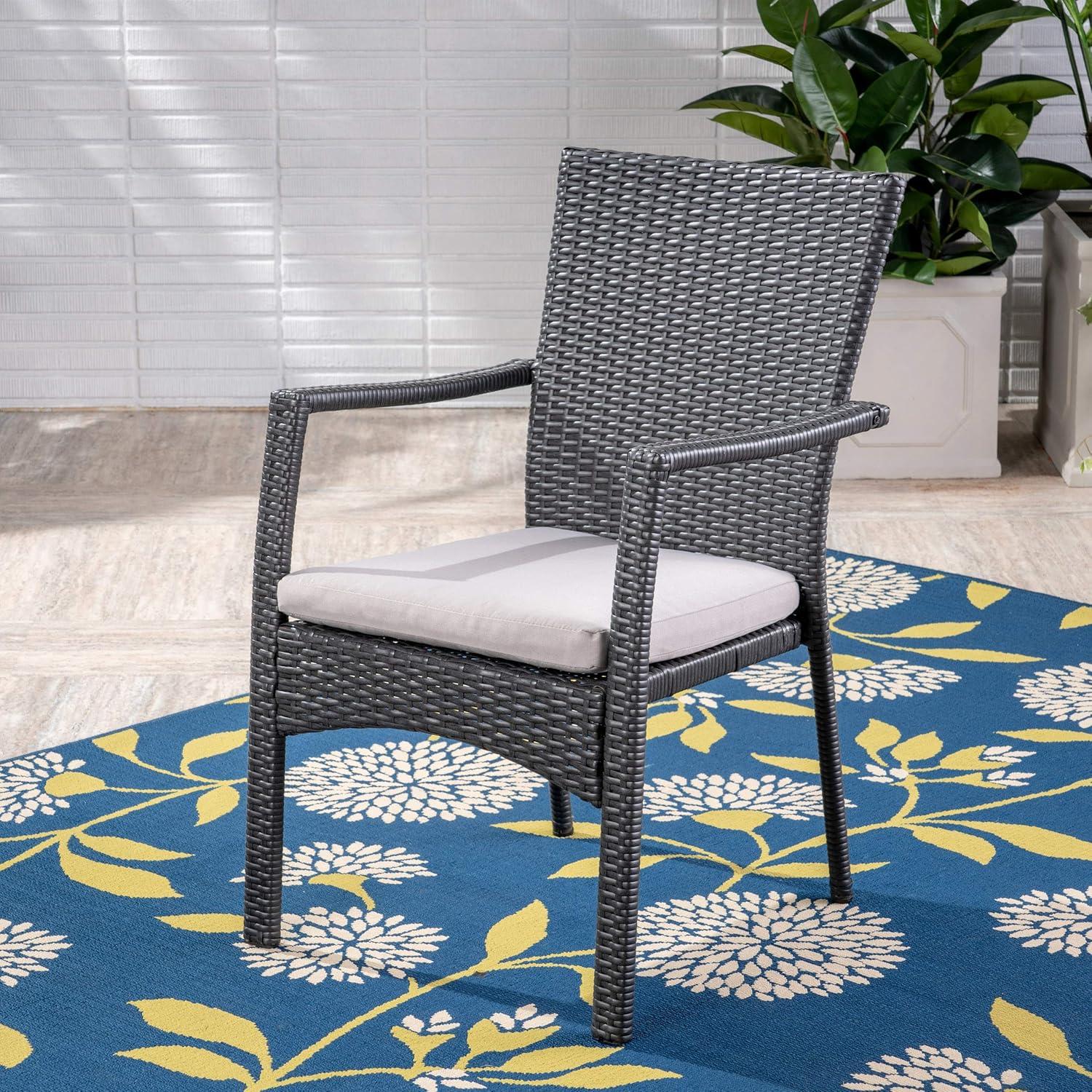 image:imageChristopher Knight Home Kearns Outdoor 3 Piece Wood and Wicker Bistro Set Gray FinishGrayGray