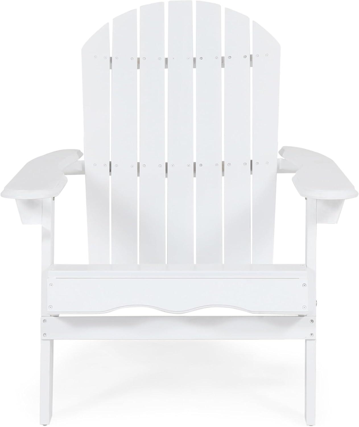image:imageChristopher Knight Home Maison Outdoor 5 Piece Acacia WoodLight Weight Concrete Adirondack Chair Set with Fire Pit 3025 W x 3575 D x 3425 H White Gray