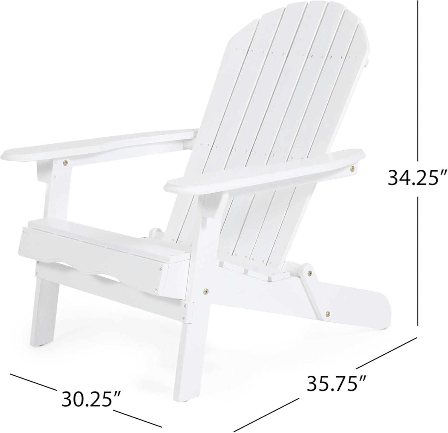 image:imageChristopher Knight Home Maison Outdoor 5 Piece Acacia WoodLight Weight Concrete Adirondack Chair Set with Fire Pit 3025 W x 3575 D x 3425 H White Gray