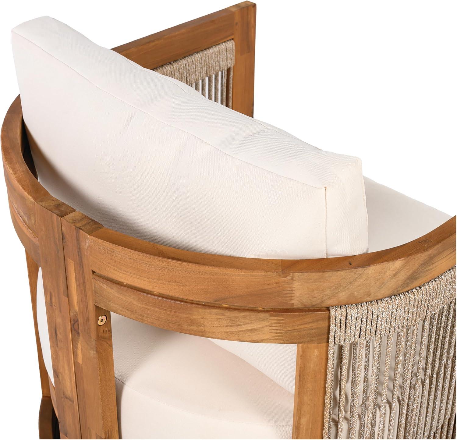 image:imageChristopher Knight Home Malphite 3 Pieces Conversation Set Acacia Wood Chat Set Round Coffee Table and Woven Rope Accent Chairs Slat Design Patio Furniture Set for Backyard Garden Beige TeakBeige Teak