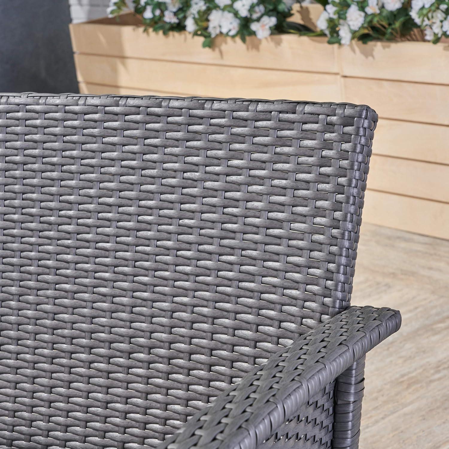 image:imageChristopher Knight Home Mason Outdoor 7 Seater Wicker Chat Set with Fire Pit GraySilverGray
