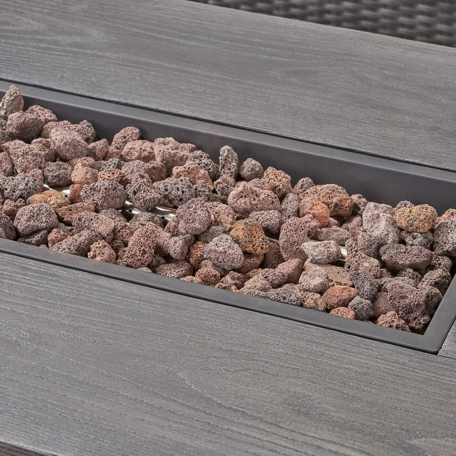 image:imageChristopher Knight Home Mason Outdoor 7 Seater Wicker Chat Set with Fire Pit GraySilverGray