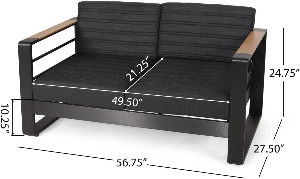 image:imageChristopher Knight Home Ostrander Outdoor Conversation Sets Black Natural Dark Gray