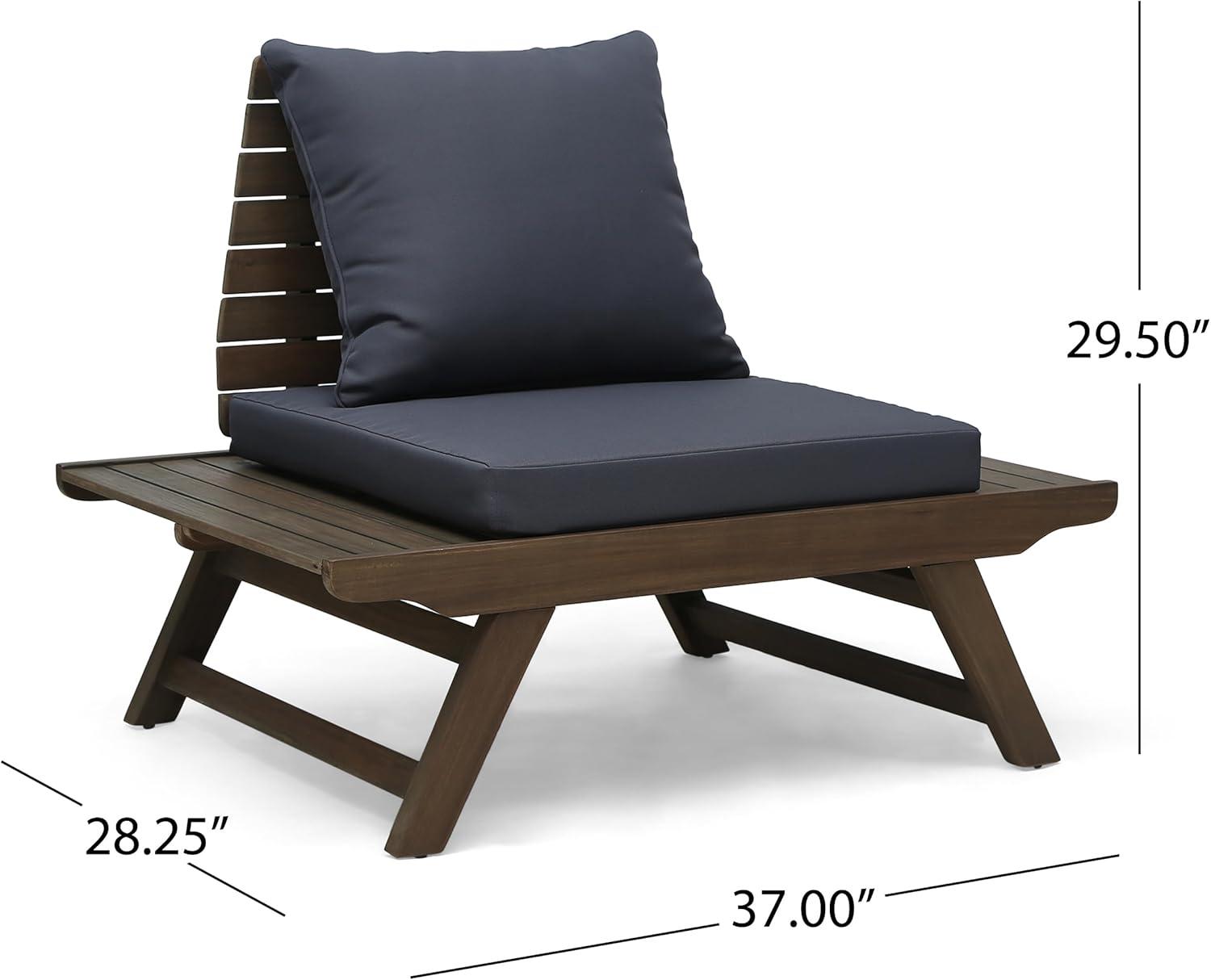 image:imageChristopher Knight Home Sedona Outdoor Acacia Wood 6 Seater Chair Loveseat Cushions Chat Patio Furniture Conversation Sets with Coffee Table 37 W x 2825 D x 295 H Gray Dark Gray