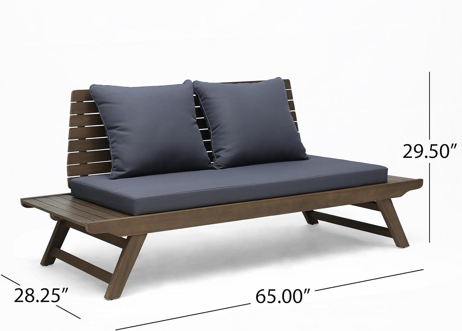 image:imageChristopher Knight Home Sedona Outdoor Acacia Wood 6 Seater Chair Loveseat Cushions Chat Patio Furniture Conversation Sets with Coffee Table 37 W x 2825 D x 295 H Gray Dark Gray