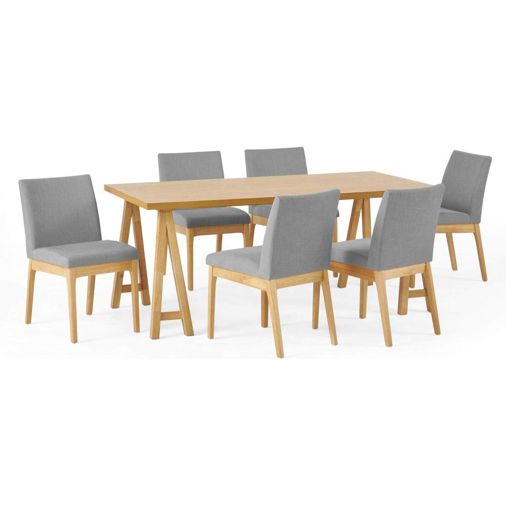 image:imageChristopher Knight Home Benson MidCentury Modern 7 Piece Dining Set Light Beige and WalnutNatural Oak Dark Gray