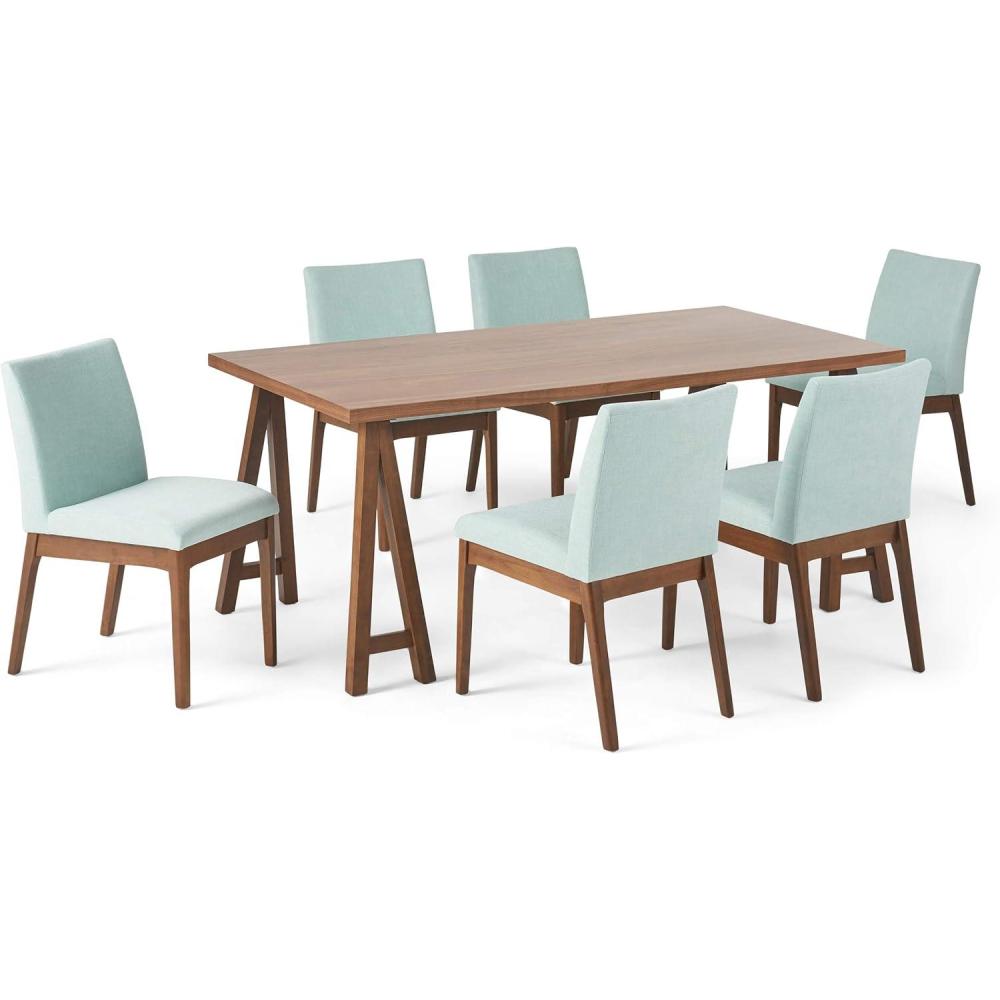 image:imageChristopher Knight Home Benson MidCentury Modern 7 Piece Dining Set Light Beige and WalnutWalnut  Mint