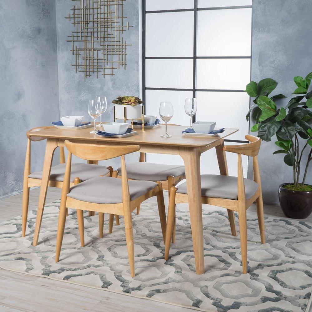image:imageChristopher Knight Home Francie Fabric with Oak Wood Dining Set Light Grey Oak