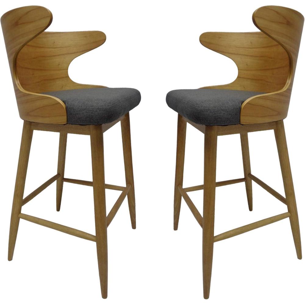 image:imageChristopher Knight Home GDFStudio Christopher Knight Home Truda Mid Century Modern Fabric Barstools Set of 2 in CharcoalCharcoalNatural