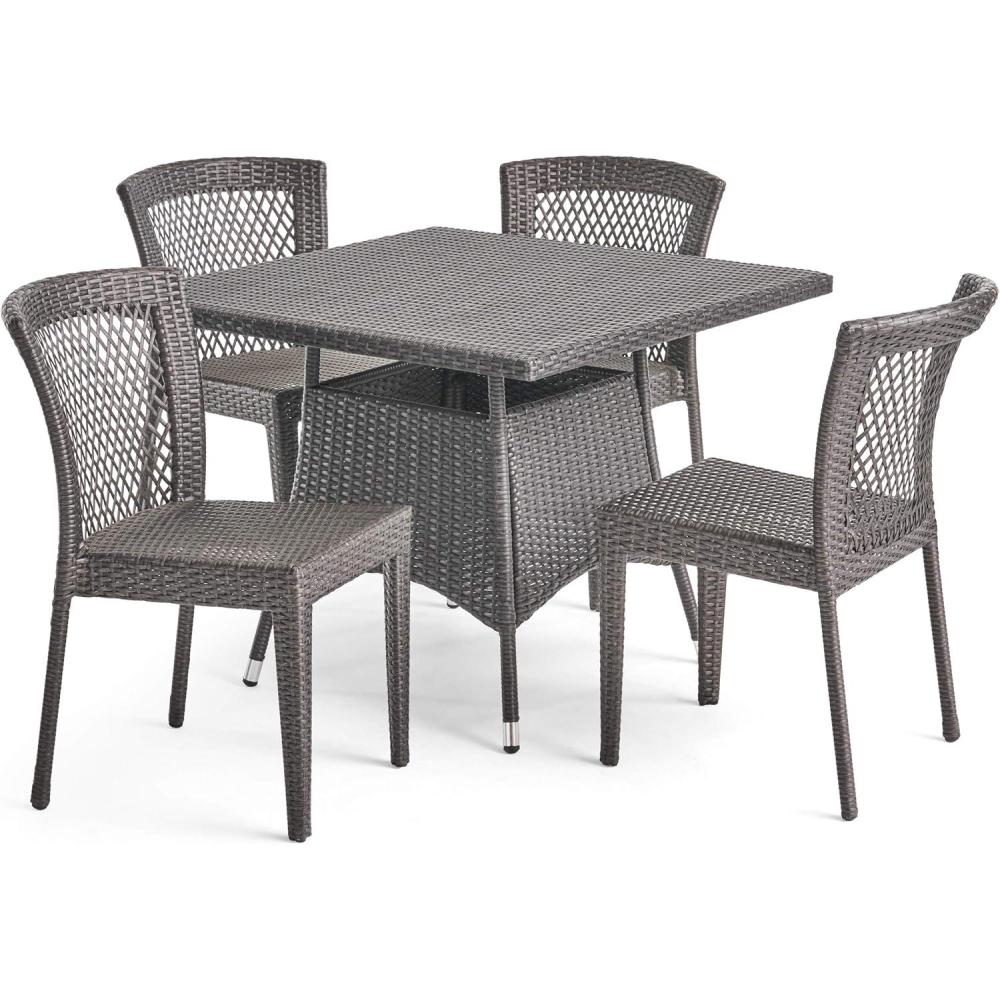 image:imageChristopher Knight Home Henry Outdoor 5 Piece Wicker Dining Set Grey