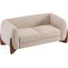 Christopher Knight Home Alma 63″ Boucle Loveseat with Wood Legs, 2 Seater Sofa Couches for Living Room, Upholstered Couch Chair, Soft Seating Lounge Sofa Chair, Cozy Loveseat with Armrest, Navy Blue(Almond)