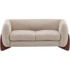 Christopher Knight Home Alma 63″ Boucle Loveseat with Wood Legs, 2 Seater Sofa Couches for Living Room, Upholstered Couch Chair, Soft Seating Lounge Sofa Chair, Cozy Loveseat with Armrest, Navy Blue(Almond)