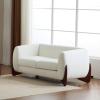 Christopher Knight Home Alma 63″ Boucle Loveseat with Wood Legs, 2 Seater Sofa Couches for Living Room, Upholstered Couch Chair, Soft Seating Lounge Sofa Chair, Cozy Loveseat with Armrest, Navy Blue(Beige)
