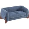 Christopher Knight Home Alma 63″ Boucle Loveseat with Wood Legs, 2 Seater Sofa Couches for Living Room, Upholstered Couch Chair, Soft Seating Lounge Sofa Chair, Cozy Loveseat with Armrest, Navy Blue(Navy Blue)