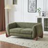 Christopher Knight Home Alma 63″ Boucle Loveseat with Wood Legs, 2 Seater Sofa Couches for Living Room, Upholstered Couch Chair, Soft Seating Lounge Sofa Chair, Cozy Loveseat with Armrest, Navy Blue(Olive-green)