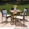 Christopher Knight Home Alva Outdoor 5 Piece Acacia Wood/Wicker Dining Set with Cushions, Teak Finish and Brown with Crème