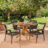 Christopher Knight Home Anthony Outdoor 5 Piece Multibrown Wicker Set with Teak Finish Circular Acacia Wood Dining Table