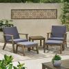 Christopher Knight Home Benny Outdoor 2 Seater Chat Set with Ottomans, Gray Finish, Dark Gray