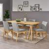 Christopher Knight Home Benson Mid-Century Modern 7 Piece Dining Set, Light Beige and Walnut(Natural Oak + Dark Gray)