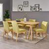 Christopher Knight Home Benson Mid-Century Modern 7 Piece Dining Set, Light Beige and Walnut(Natural Oak + Green Tea)