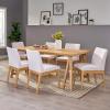 Christopher Knight Home Benson Mid-Century Modern 7 Piece Dining Set, Light Beige and Walnut(Natural Oak + Light Beige)