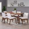 Christopher Knight Home Benson Mid-Century Modern 7 Piece Dining Set, Light Beige and Walnut(Walnut + Light Beige)