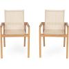 Christopher Knight Home Bonnie Outdoor Dining Chairs Set of 2, Acacia Wood Dining Chair, Mesh Seating Armchair, Breathable Accent Chairs, Comfortable Dining Chair for Balcony Backyard Poolside, Teak
