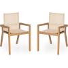 Christopher Knight Home Bonnie Outdoor Dining Chairs Set of 2, Acacia Wood Dining Chair, Mesh Seating Armchair, Breathable Accent Chairs, Comfortable Dining Chair for Balcony Backyard Poolside, Teak