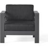 Christopher Knight Home Cape Coral Outdoor Aluminum 5 Piece Loveseat Chat Set Water Resistant Cushions Grey Square Fire Table, 32.00 “W x 27.5 “D x 24.6 “H, Dark Gray + Gray