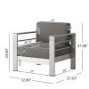 Christopher Knight Home Cape Coral Outdoor Aluminum Chat Set with Fire Table, Khaki / Dark Grey