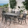 Christopher Knight Home Cayman Outdoor 6-Seater Cast Aluminum Dining Set, 7-Pcs Set, Black Sand(7pcs Dining Set)