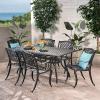 Christopher Knight Home Cayman Outdoor 6-Seater Cast Aluminum Dining Set, 7-Pcs Set, Black Sand(7pcs Dining Set)