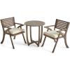 Christopher Knight Home Coronad Outdoor 2-Seater Acacia Wood Bistro Set, Gray and Crème