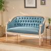 Christopher Knight Home Faye Classical Fabric Tufted Loveseat, Blue / Antique(Blue / Antique)